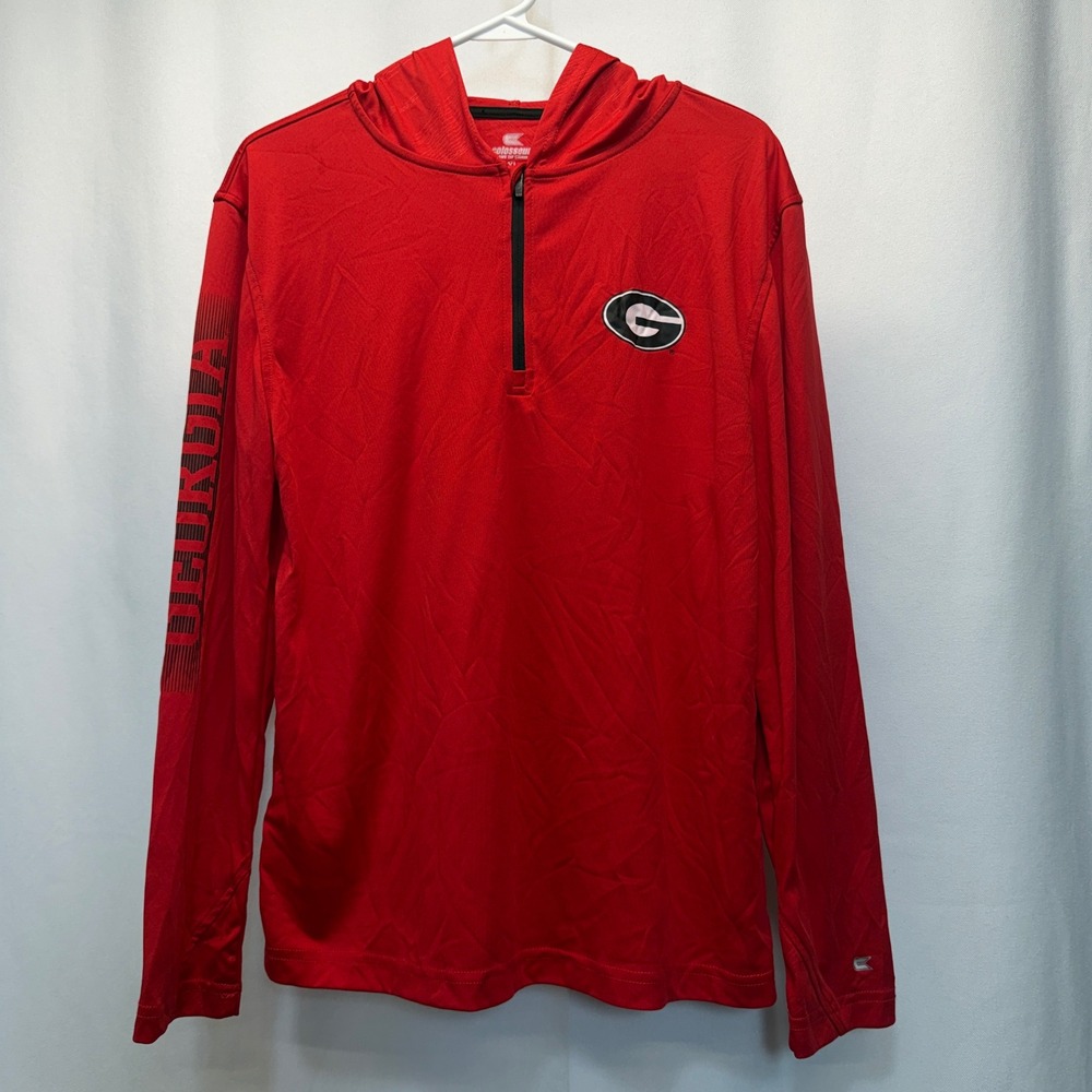 Colosseum Georgia Bulldogs Hoodie Kids XL Red 1/4 Zip Long Sleeve Pullover